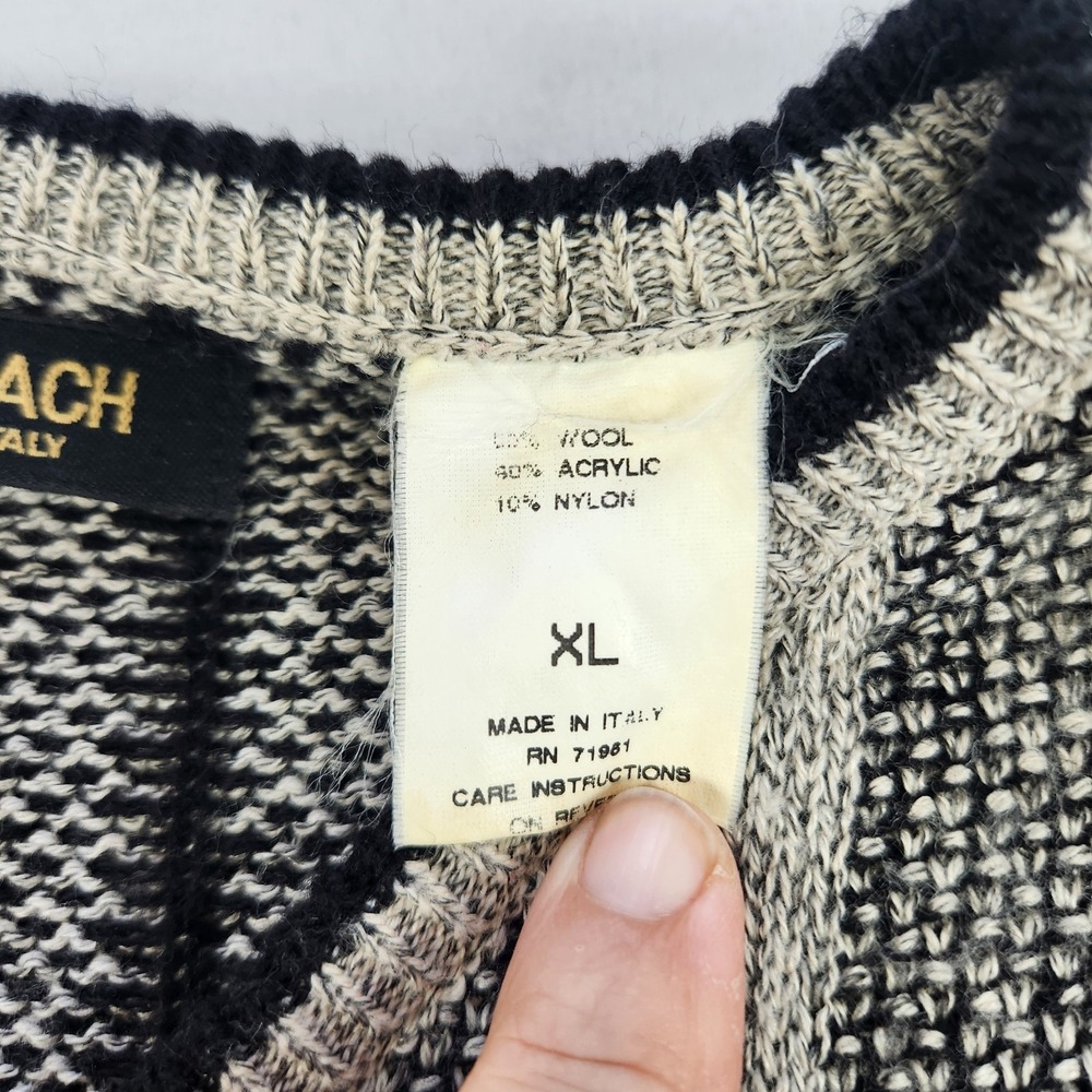 Bachrach Mens Italian Wool Blend Vintage Sweater Gray Italy XL - Picture 3 of 6